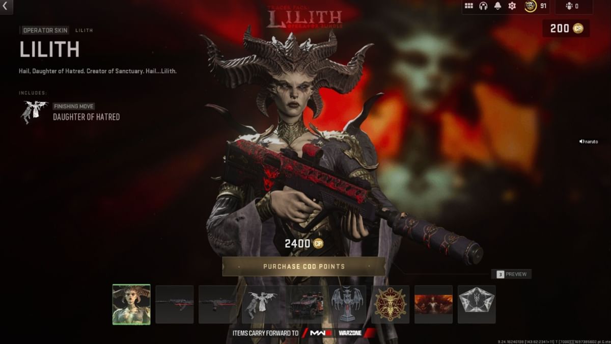 Tracer Pack Lilith operator bundle in Warzone 2 and MW2 Price, what's