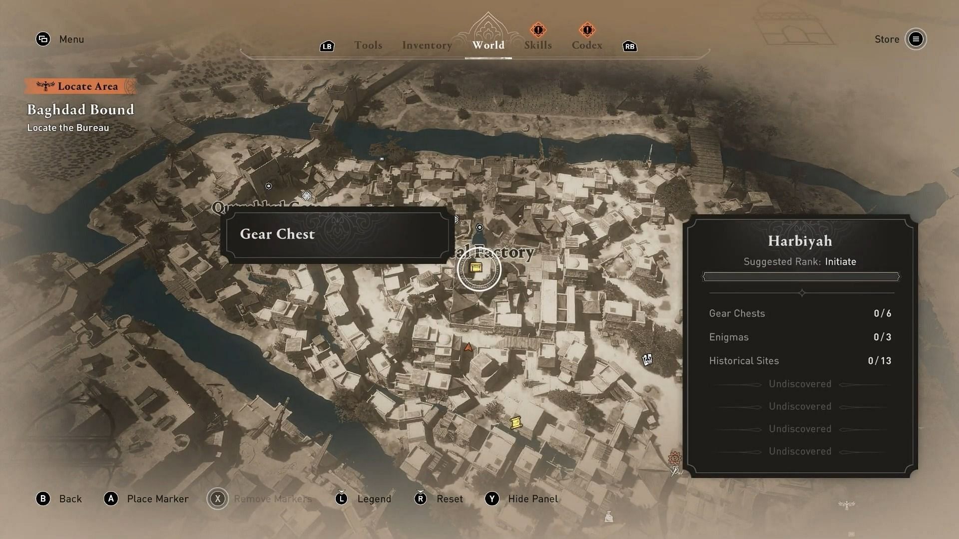 Metal Factory gear chest location in Assassin&#039;s Creed Mirage (Image via Ubisoft)