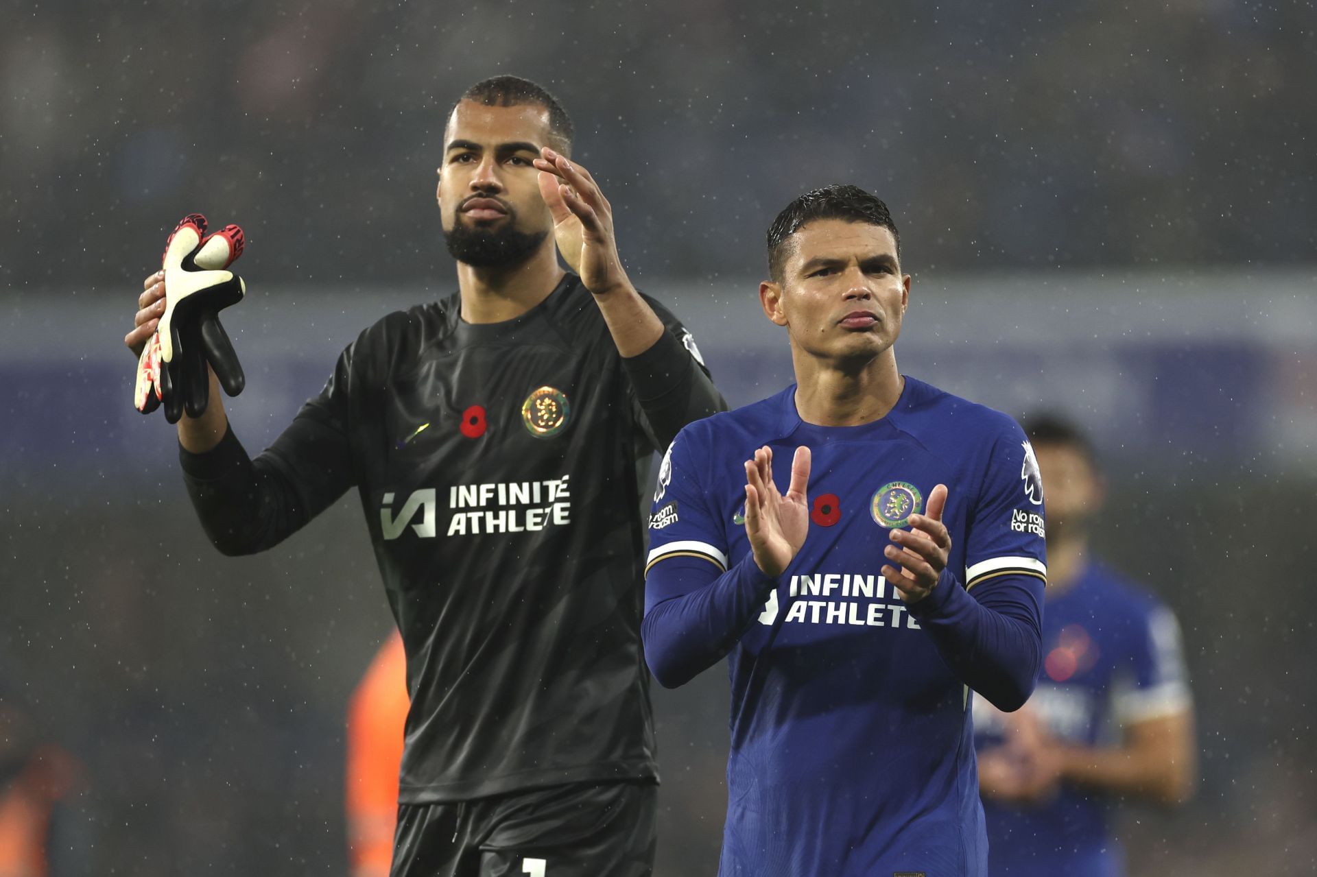 Robert Sanchez (left) arrived at Stamford Bridge this summer