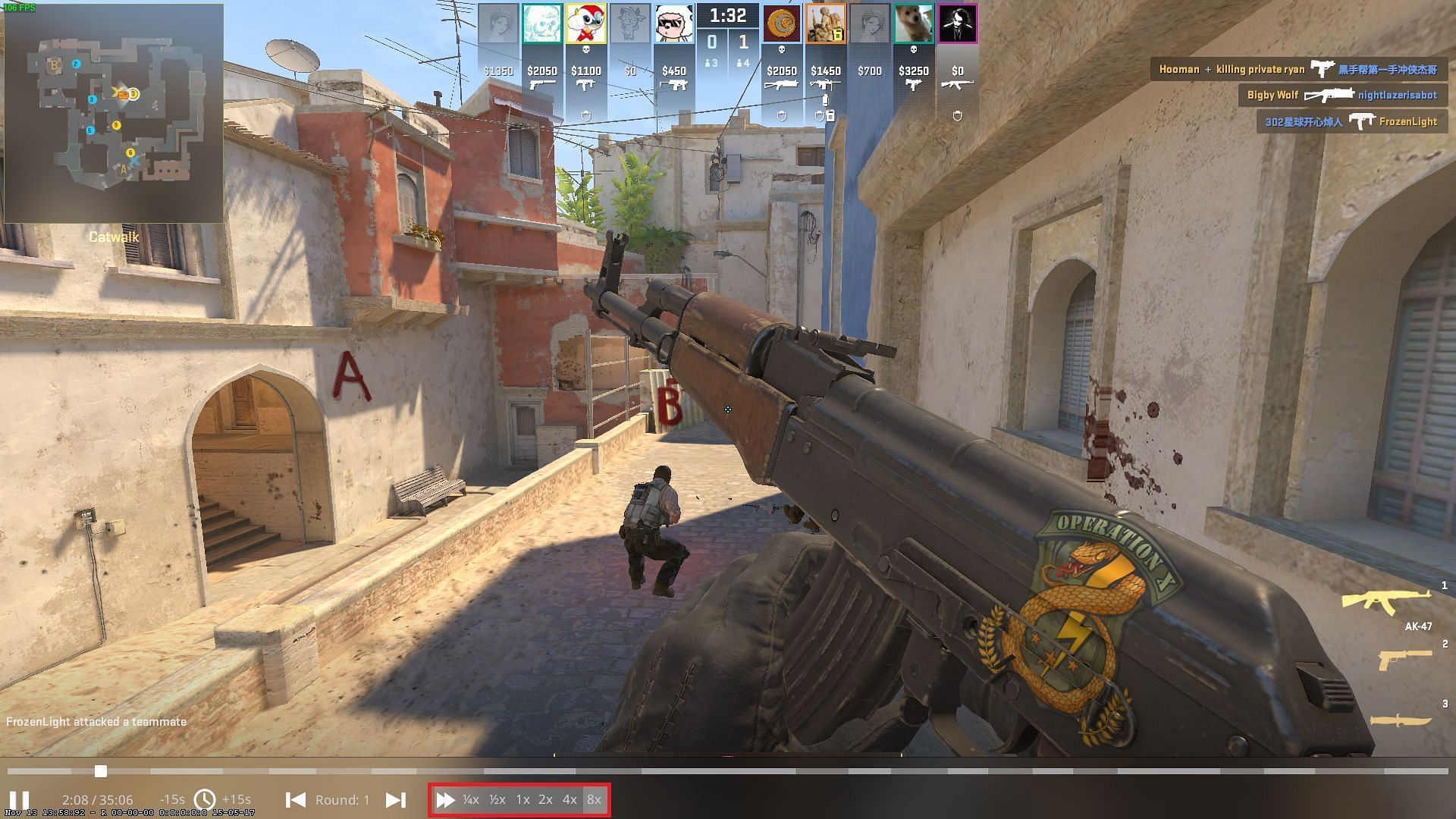 Using the fast-forward feature in the Counter-Strike 2 Replay system (Image via Valve)