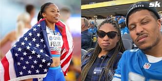 Allyson Felix and husband Kenneth Ferguson cheer for Detroit Lions in NFL clash vs Los Angeles Chargers at SoFi Stadium