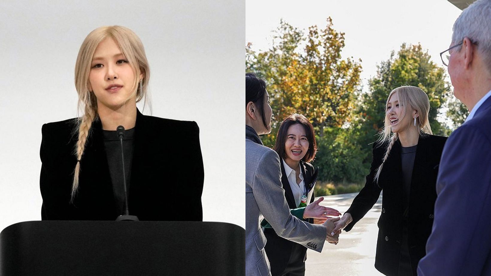 BLACKPINK Ros&eacute; makes her fans proud as she gives a speech at APEC 2023. (Images via X/@BBU_BLACKPINK)