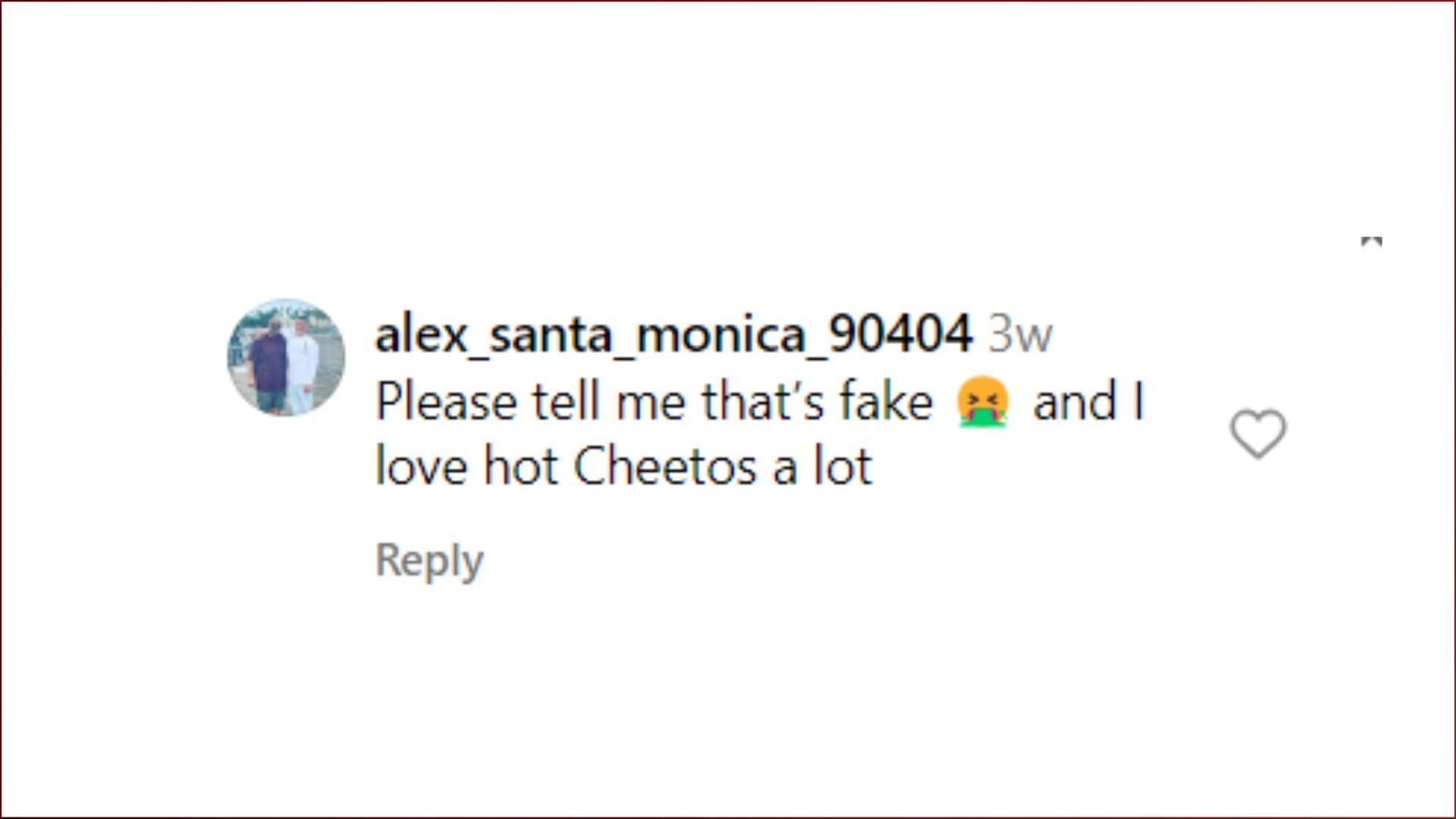 Netizen&#039;s reaction to the post (Image via Instagram/@alez_santa_monica_90404)