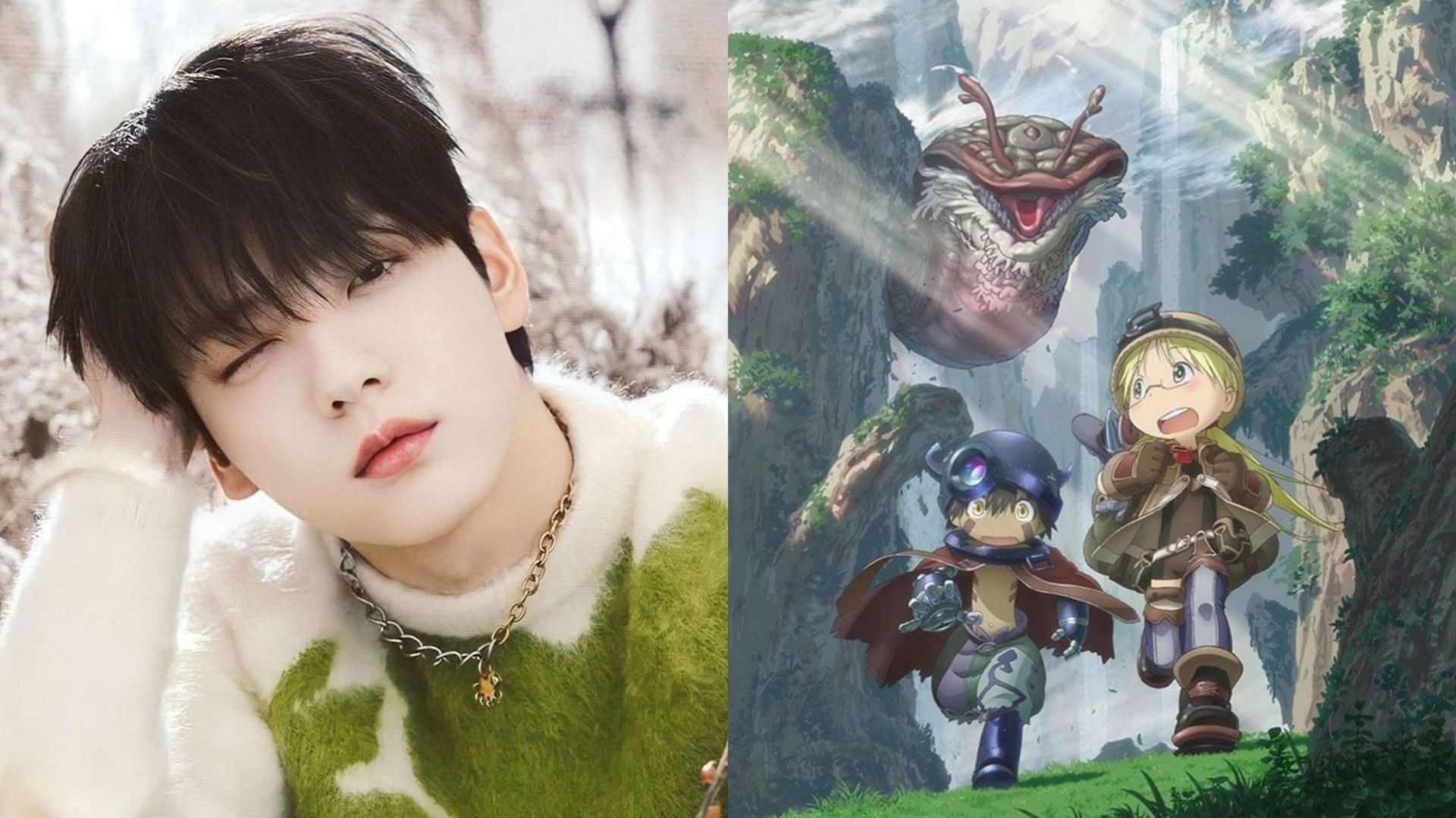 Featuring Soobin and Made in Abyss anime poster (Image via Bighit Entertainment and Kinema Citrus)  