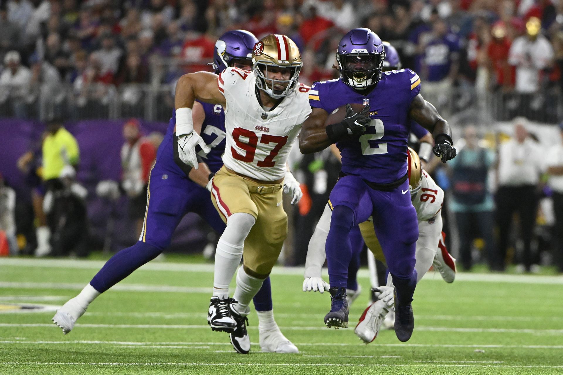 Alexander Mattison during San Francisco 49ers v Minnesota Vikings