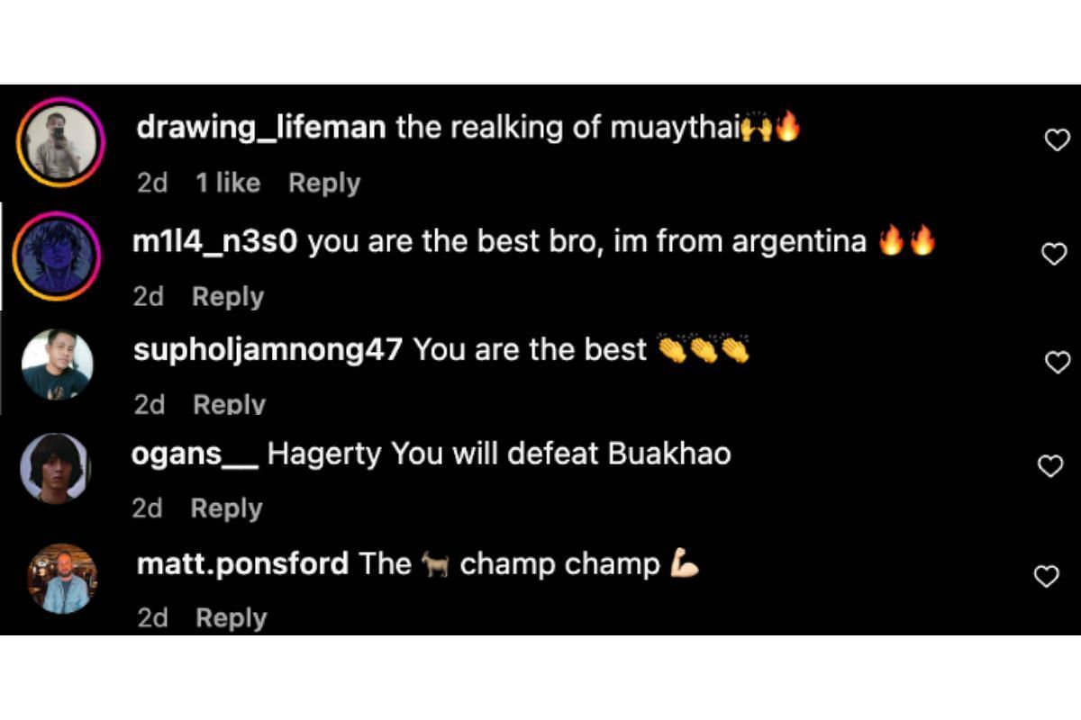 Screenshot of fans&#039; comments