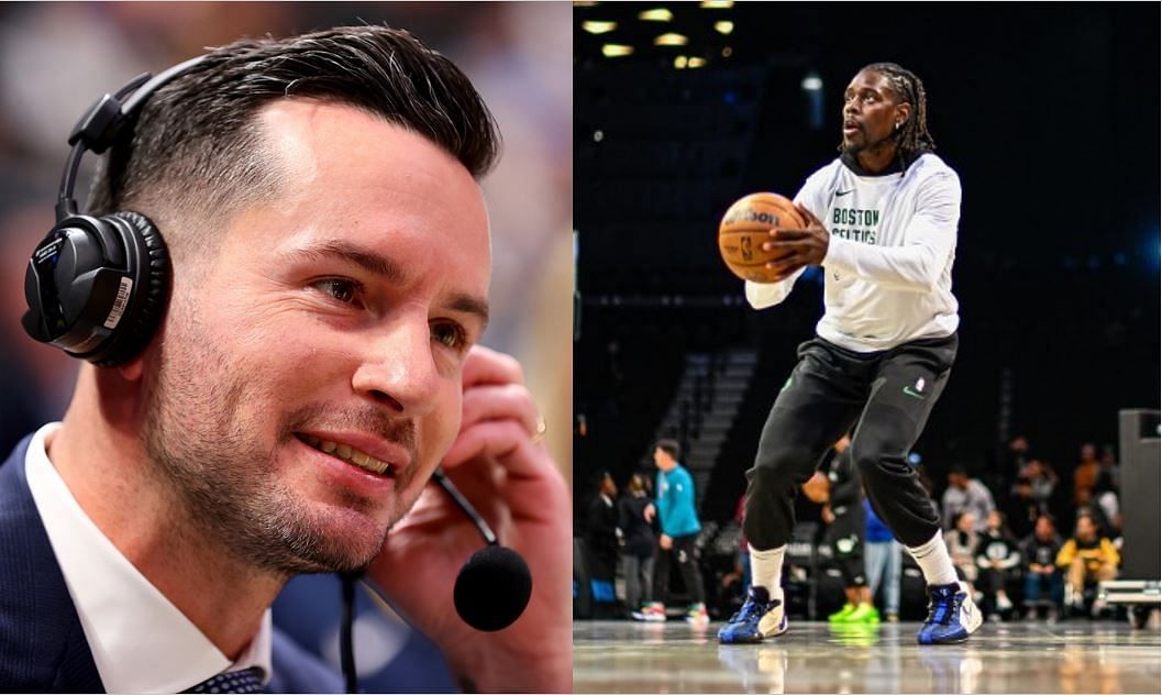 Former teammates Jrue Holiday (R) and JJ Redick (L) shared a light moment ahead of Boston&rsquo;s NBA In-Season Tournament game on Friday.