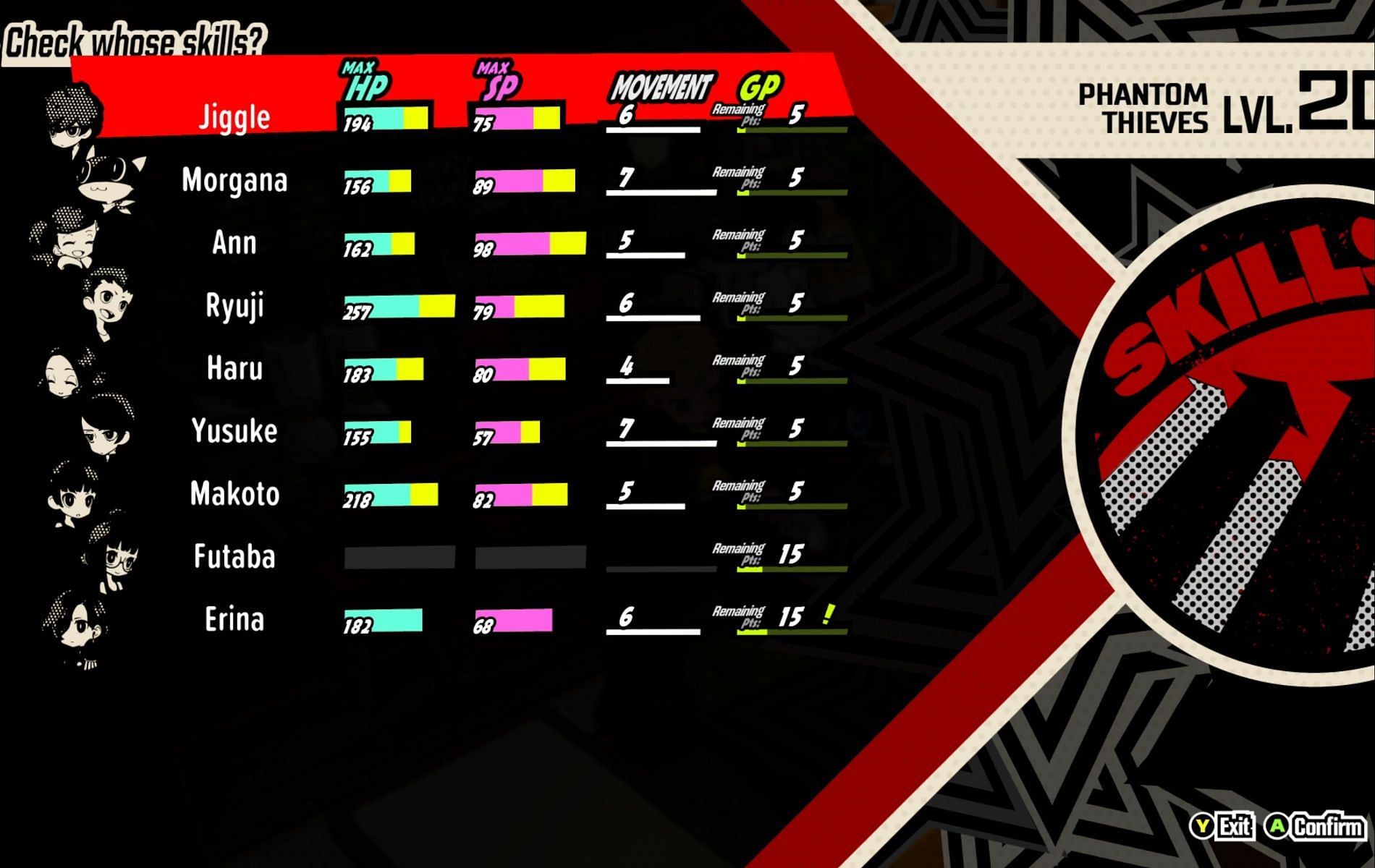 Persona 5 tactica Growth Points (GP)