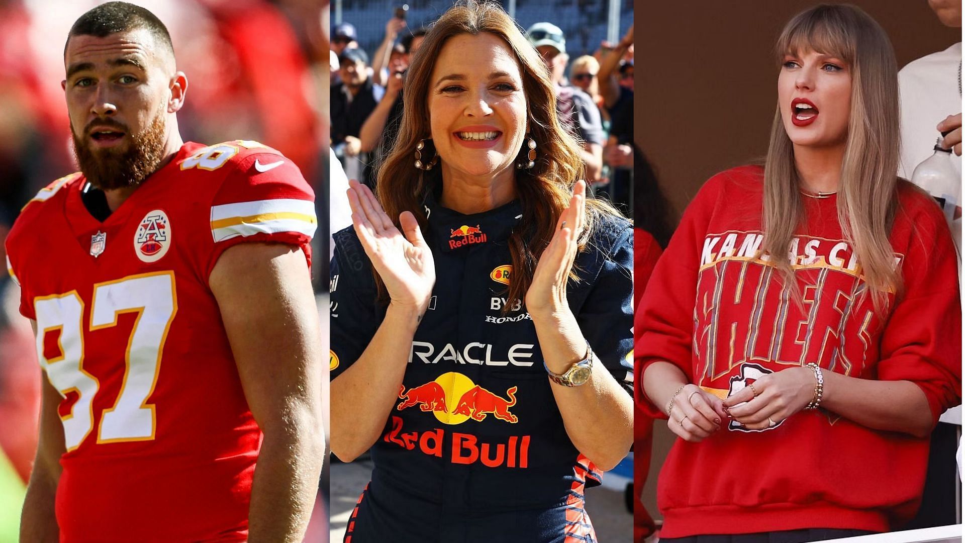 Travis Kelce, Drew Barrymore, and Taylor Swift