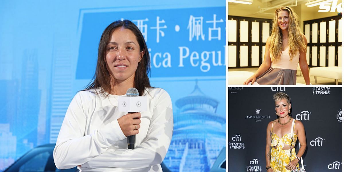 Jessica Pegula (L), Victoria Azarenka (upper-right) and Bethanie Mattek-Sands (lower-right)