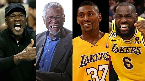 Michael Jordan, Bill Russell, Metta World Peace and LeBron James