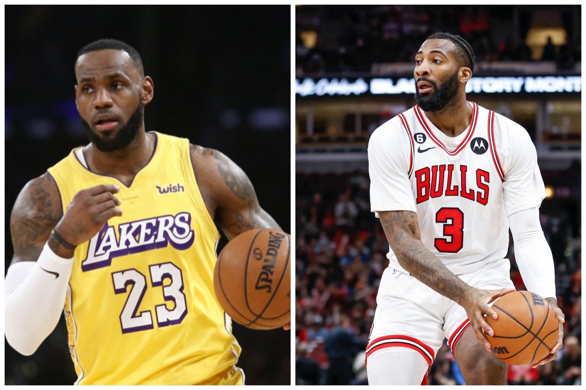 LeBron James (left) and Andre Drummond (right) are on top o the list with the active NBA players with the most rebounds in league history