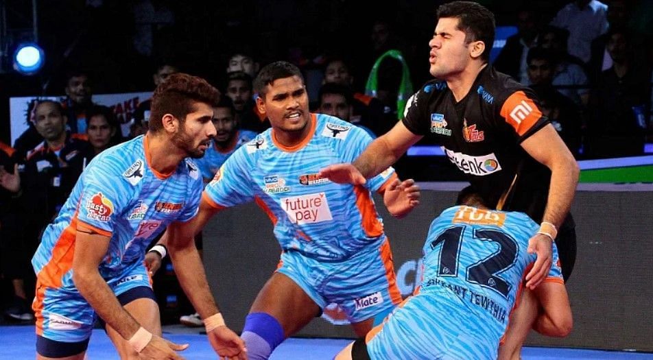 Bengal Warriors players in action. (Image: PKL) 