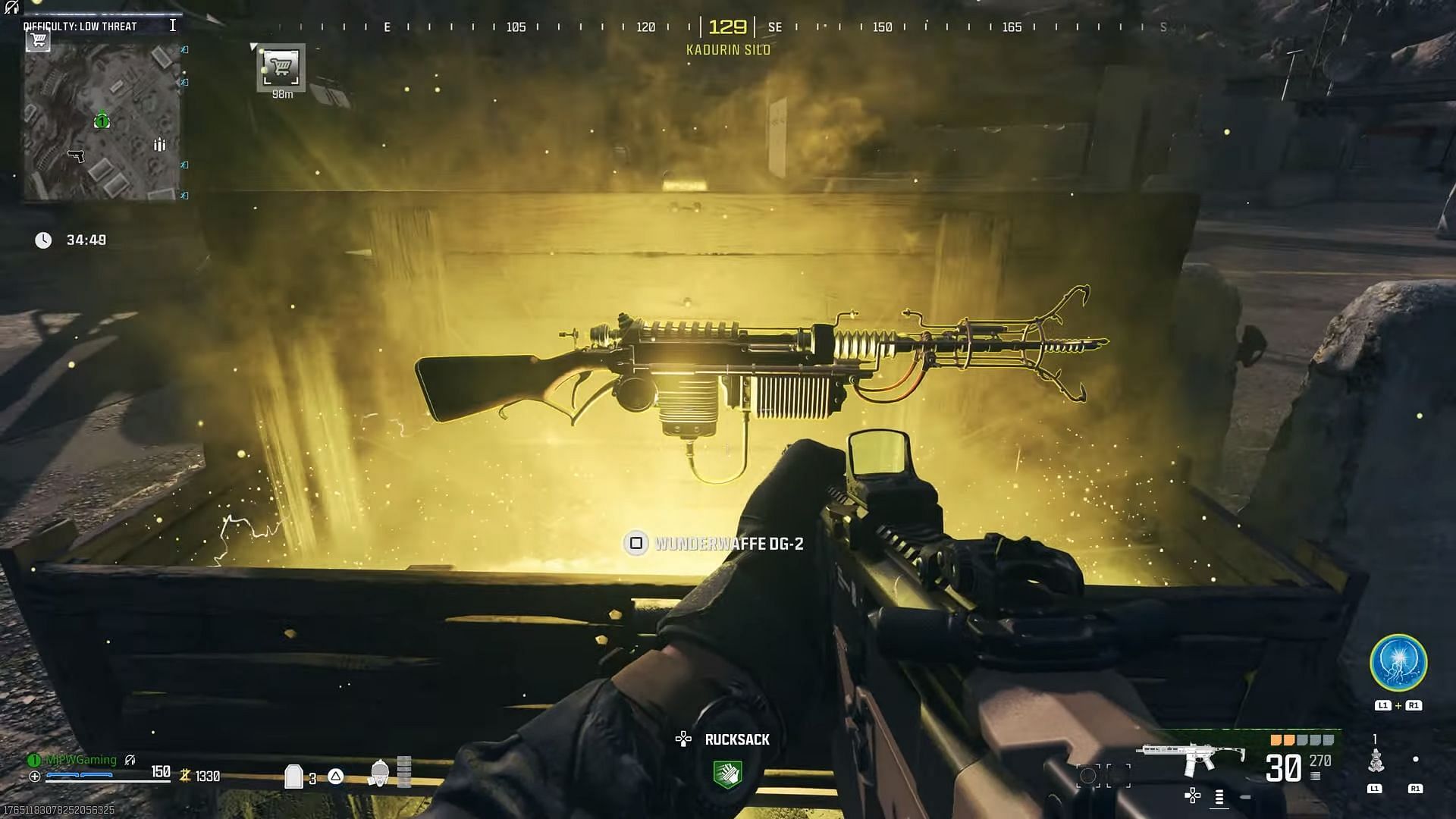 Finding a Wunderwaffe DG-2 inside a Mystery Box in MW3 Zombies (Image via @MJPW on YouTube/Activision)