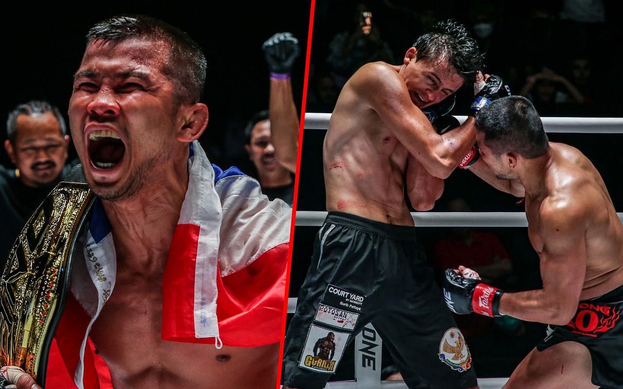 Nong-O Hama (left) and Nong-O punching Alaverdi Ramazanov (right)