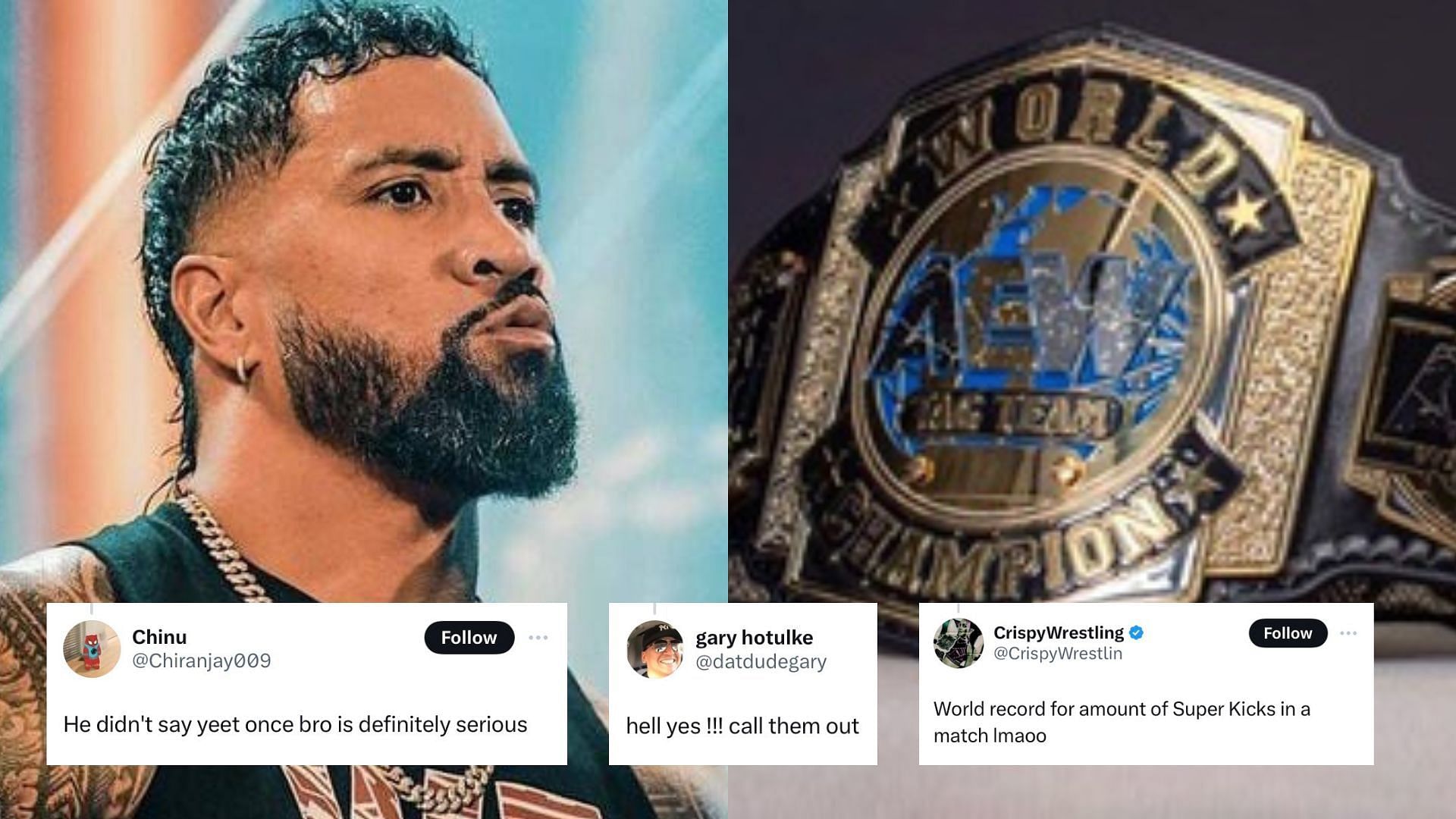 Fans have reacted to Jey Uso calling out an AEW tag team