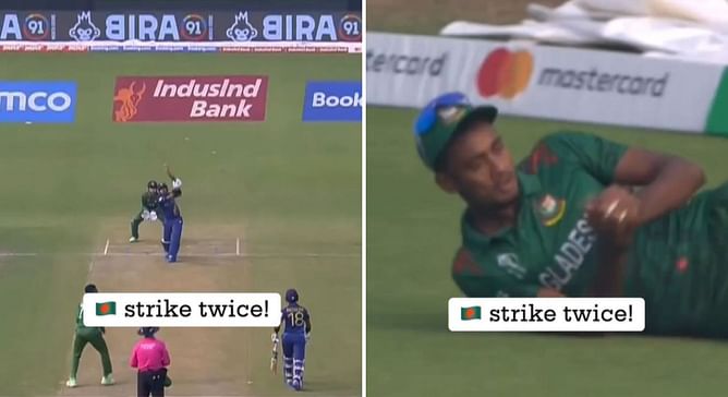 [Watch] Shoriful Islam takes a sliding catch to dismiss Sri Lanka captain Kusal Mendis in BAN vs SL 2023 World Cup