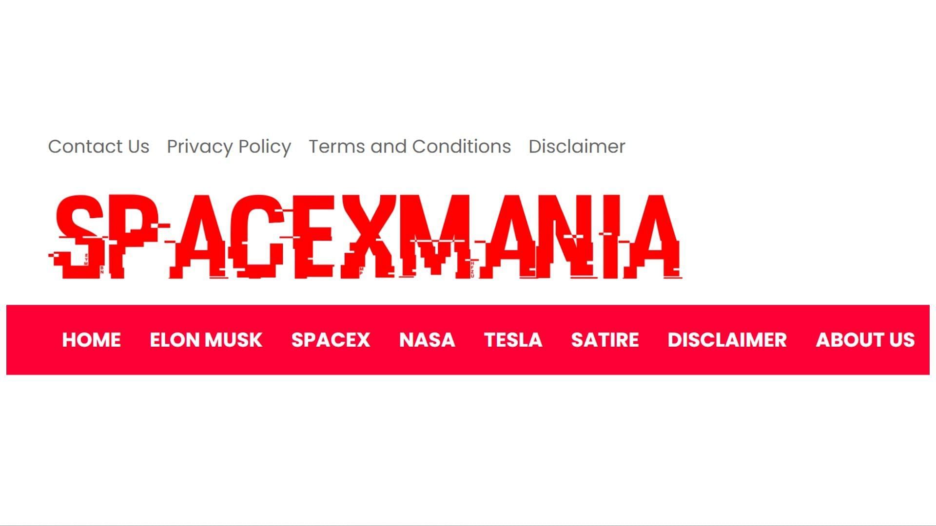 The official SpaceXMania website (Image via SpaceXMania)