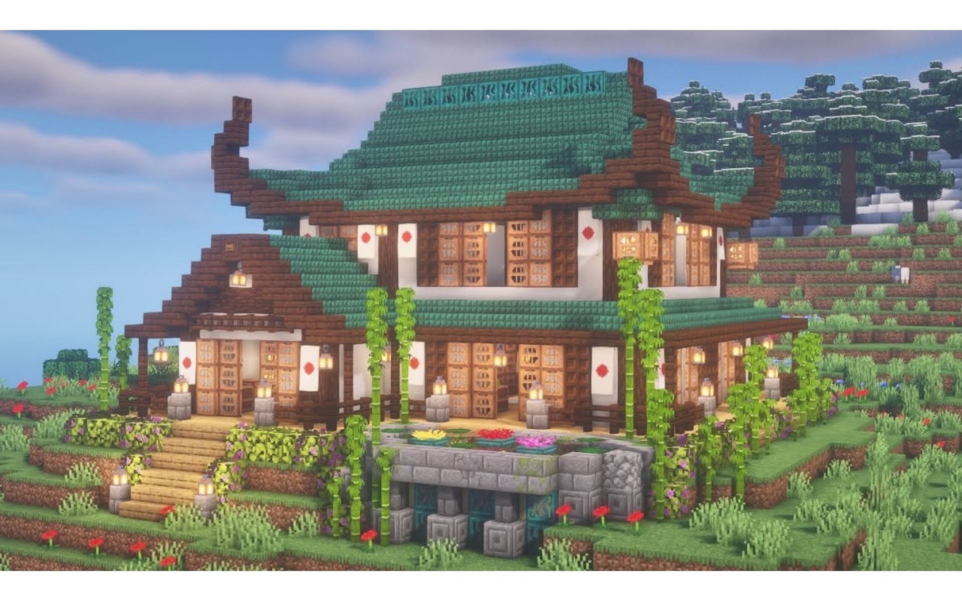 Традиционная японская архитектура действительно выделяется в Minecraft (Изображение взято с YouTube/Tootsie)