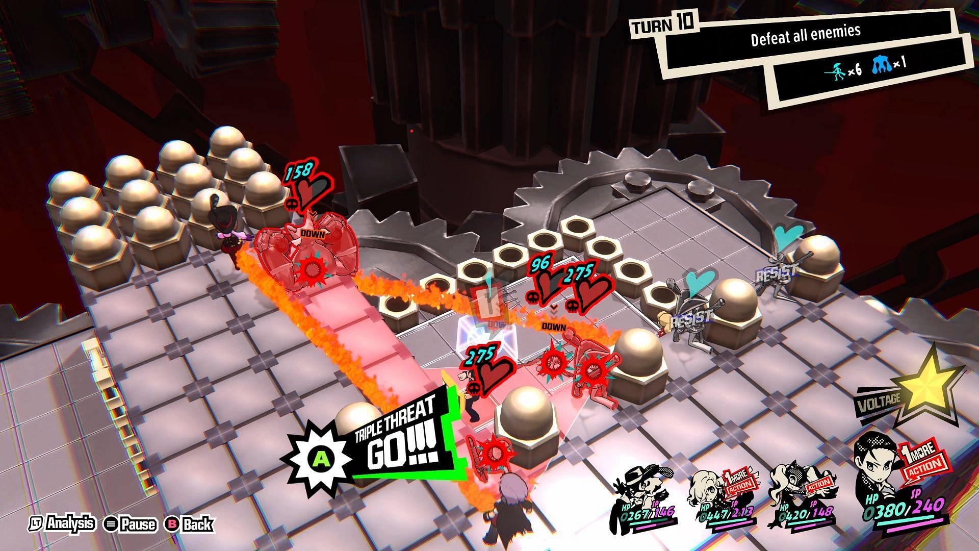use Follow-up when you reach the raised platform (Image via Persona 5 Tactica)