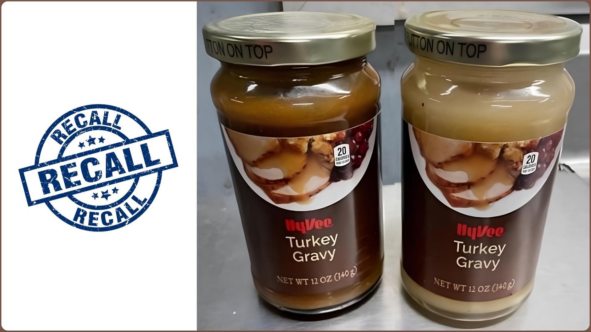 Seneca Foods Corporation recalls Hy-Vee Turkey Gravy products over undeclared soy allergen concerns (Image via FDA)