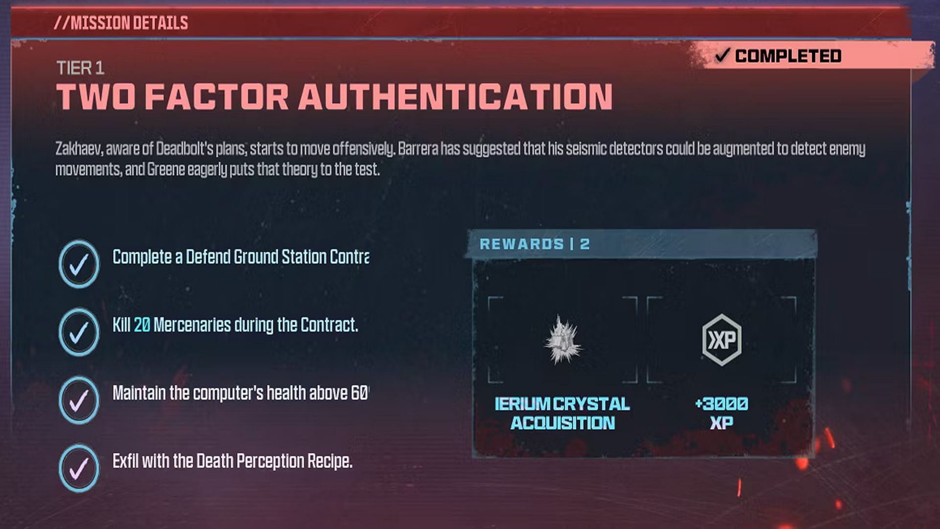 Rewards for the Two Factor Authentication mission in MW3 Zombies explored (Image via Activision)