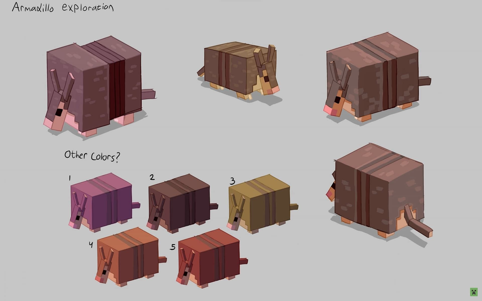 The official concept art for Minecraft&#039;s Armadillo mob has been revealed (Image via Mojang)