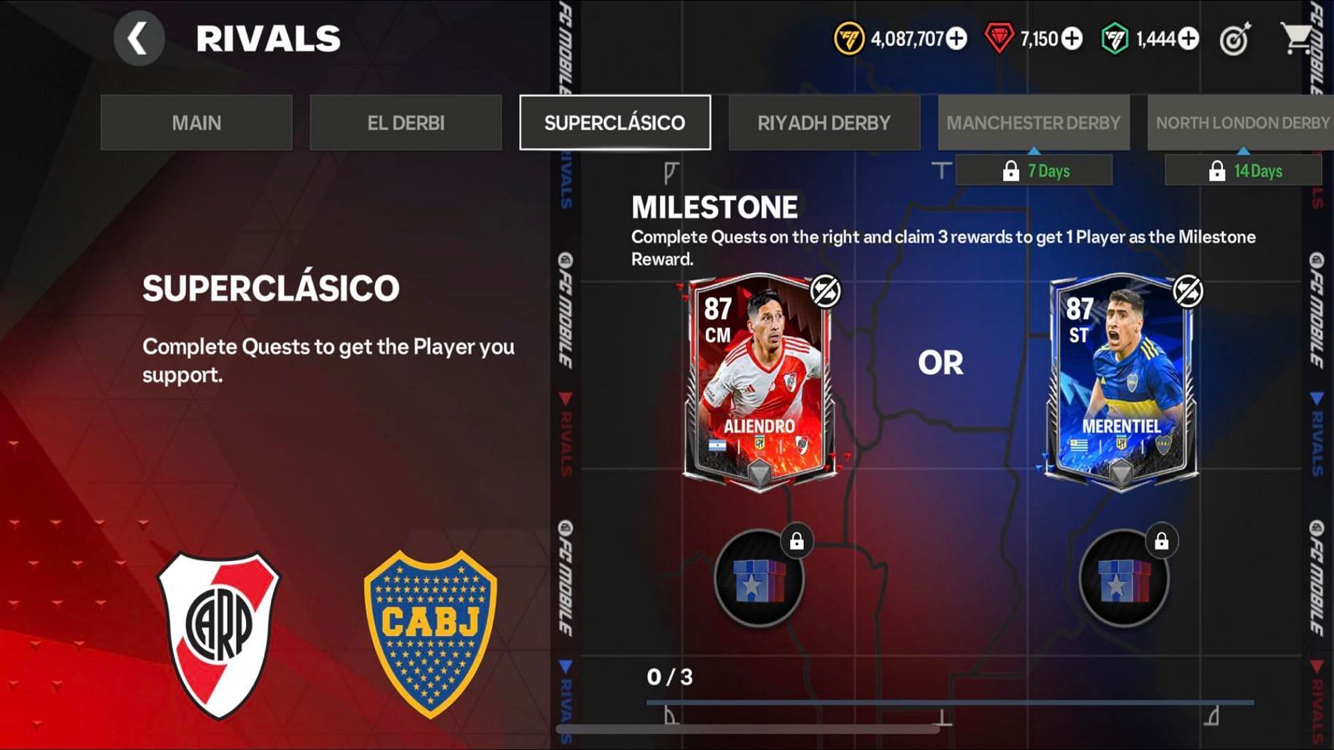 Aliendro and Mentiel are Milestone rewards in FC Mobile Rivals&#039; Superclasico chapter (Image via EA Sports)