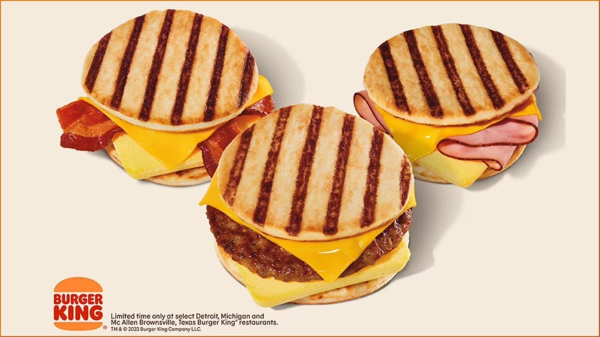 The new Grill&#039;wich sandwiches will be available at select locations starting November 16 (Image via Burger King)