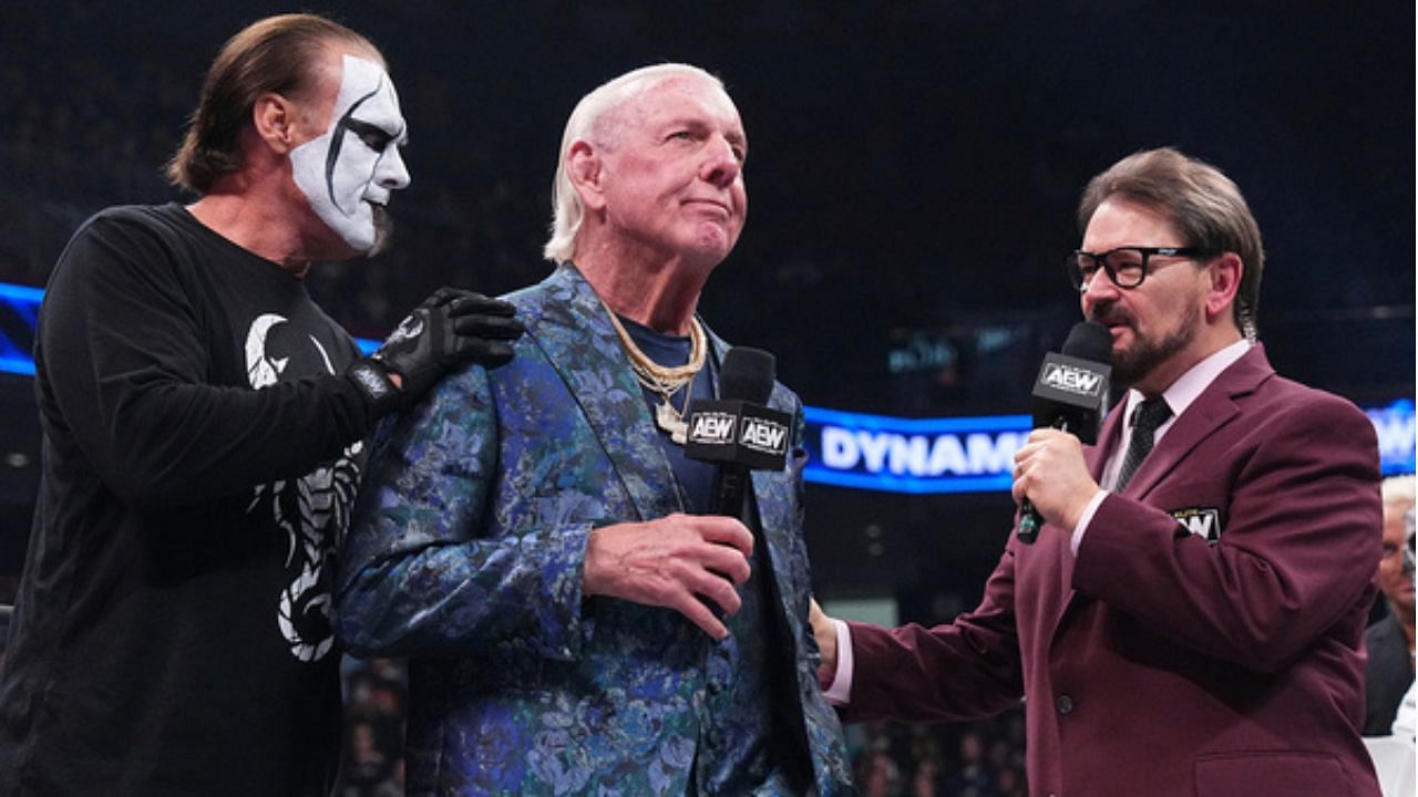 Ric Flair with Sting and Tony Schiavone