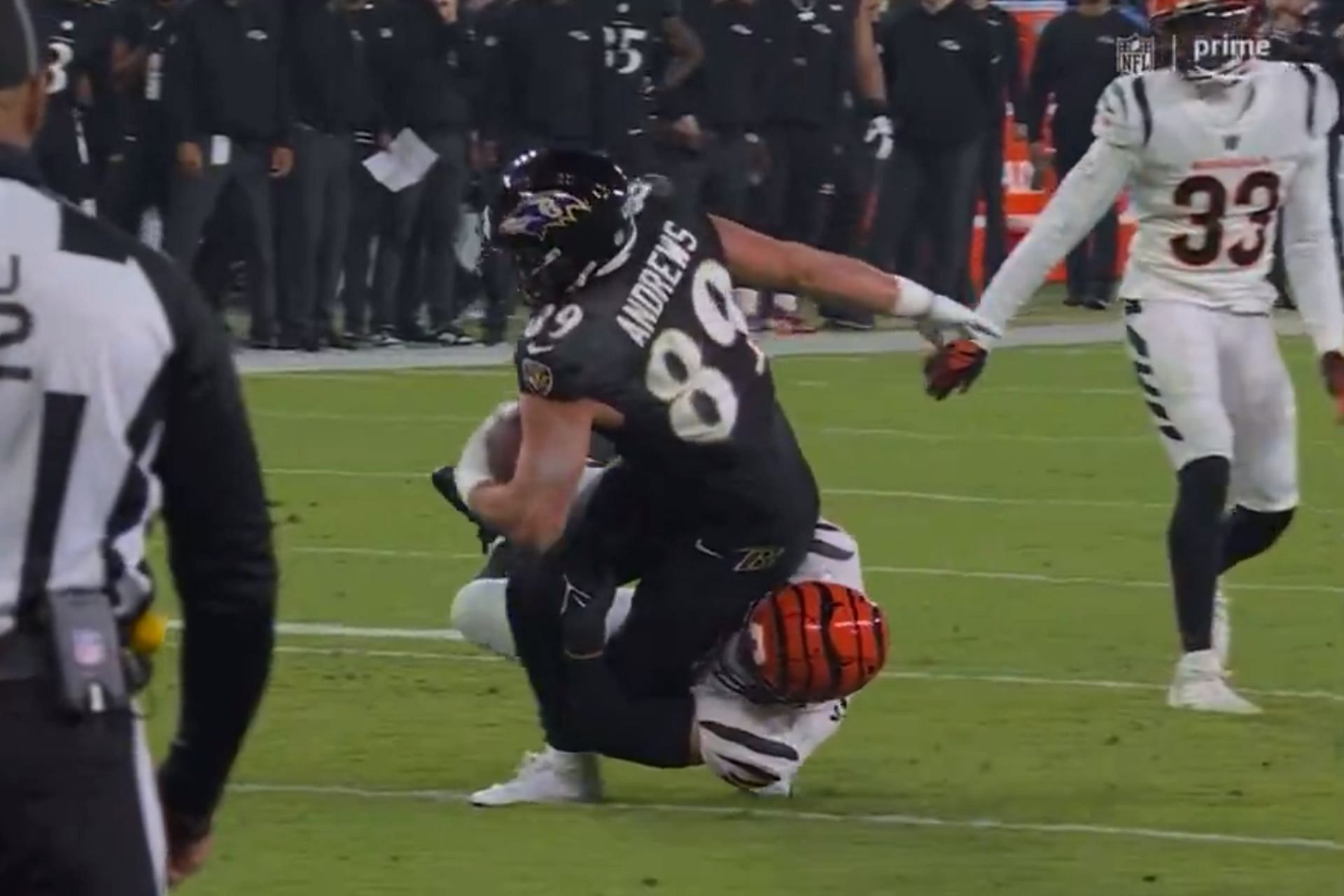 What happened to Mark Andrews? Ravens TE goes down after taking brutal hit against Bengals
