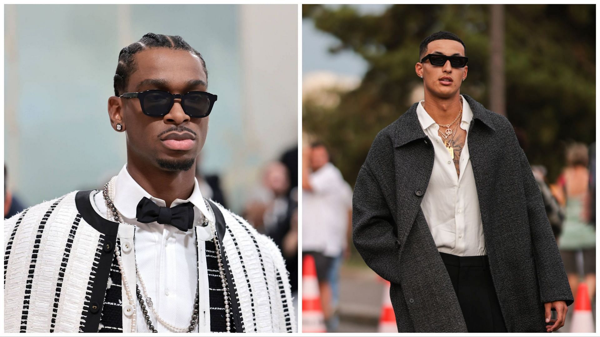 Shai Gilgeous-Alexander (left) and NBA champion Kyle Kuzma (right) are among the most stylish NBA players and steal the spotlight with their respective outfits