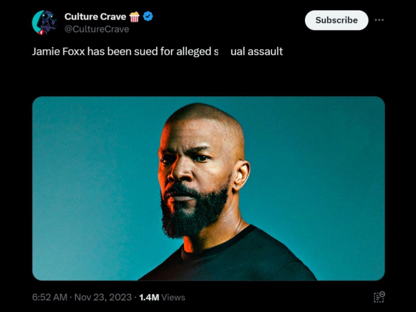 Jamie Foxx has been accused of s*xual assault in new lawsuit. (Image via X/Culture Crave)