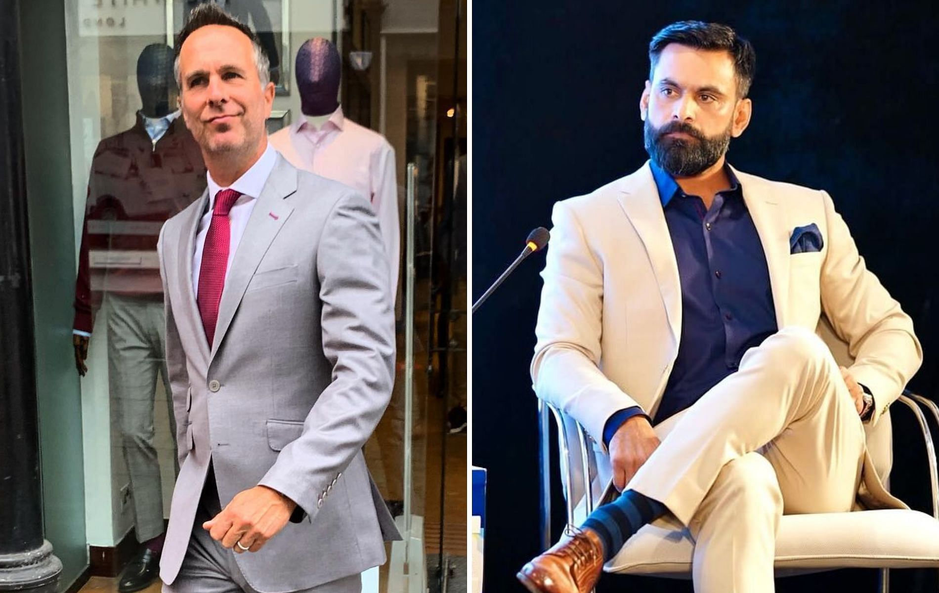 Michael Vaughan (L) and Mohammad Hafeez (R). (Pics: Instagram)