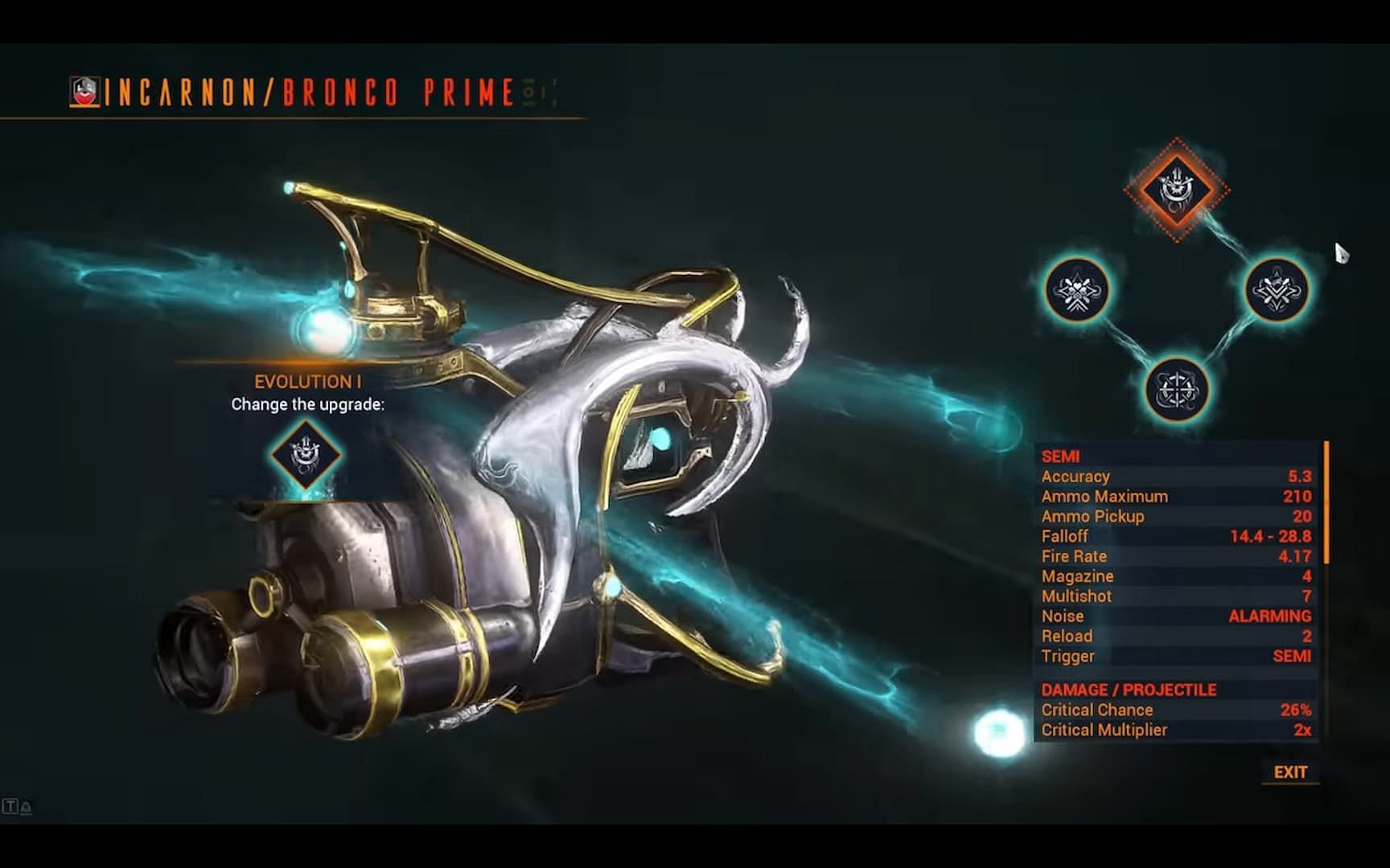 Incarnon Evolution perks can be unlocked by going to Cavalero in Chrysalith (Image via Digital Extremes)