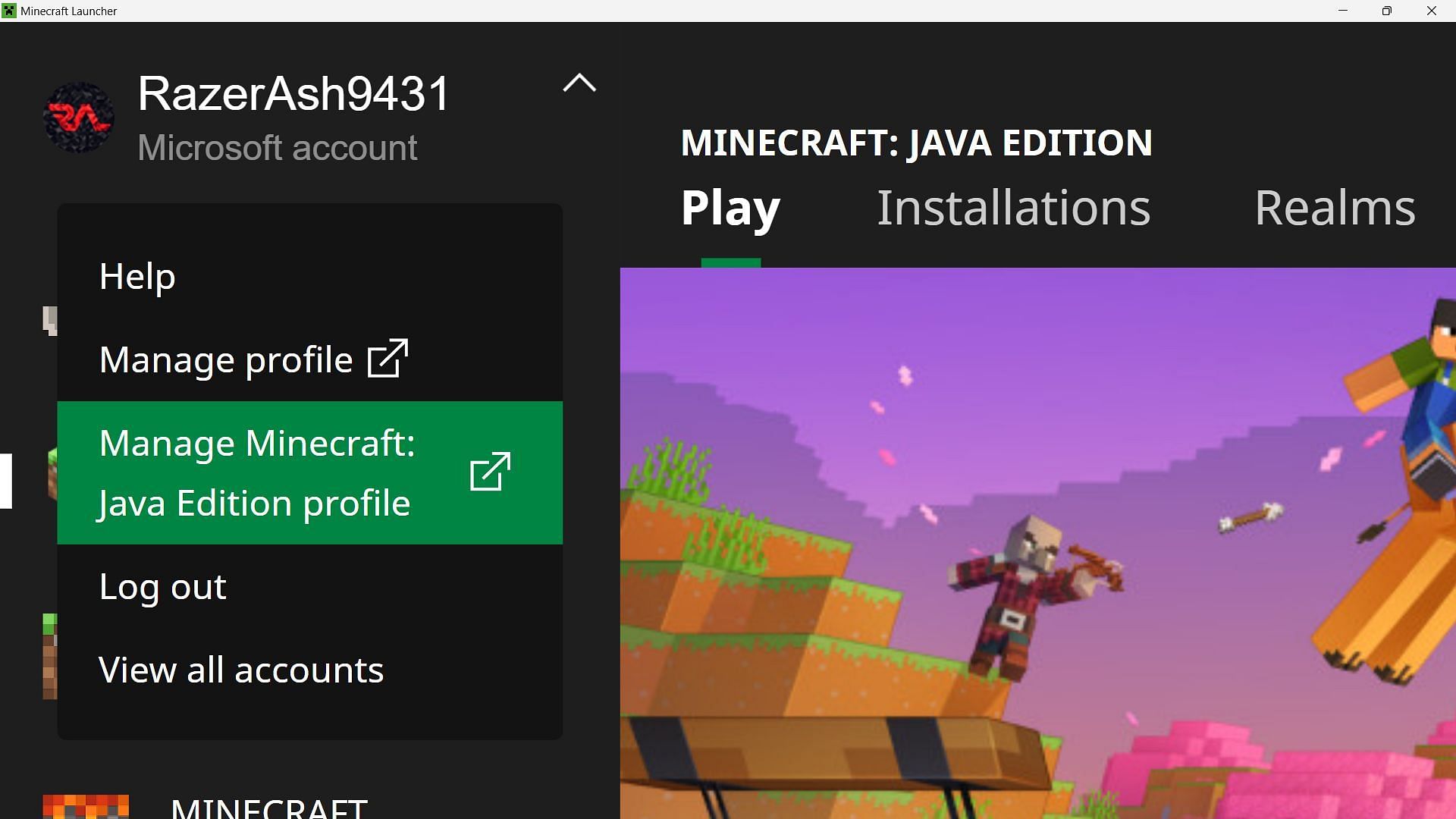 Open the official game launcher and head over to the website to change gamertag for Minecraft Java Edition (Image via Sportskeeda)