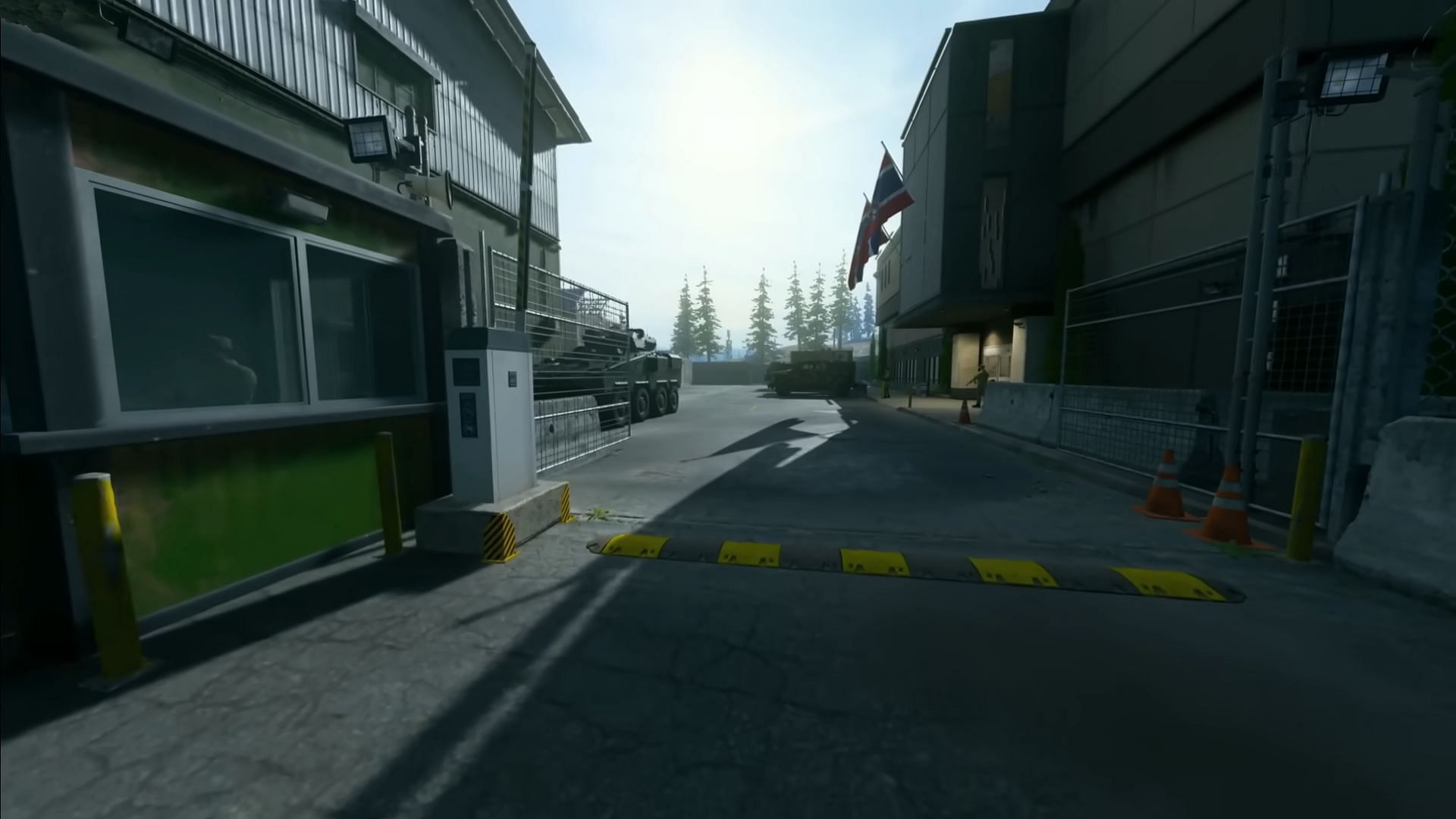 Modern Warfare 3 Deep Cover Administrative block entry gate (Image via Activision)