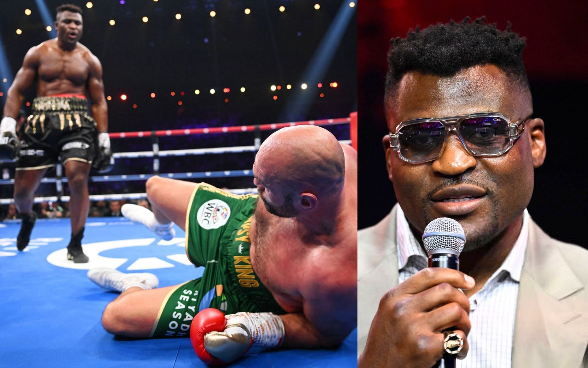 Francis Ngannou vs.Tyson Fury (left) and Francis Ngannou (right) [Images Courtesy: @GettyImages]