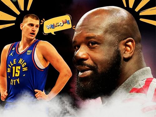 Nikola Jokic (left) and Shaquille O'Neal