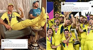 "No emotional attachment to the title is the key to their success" - Fans in split as Mitchell Marsh puts his leg on 2023 World Cup trophy