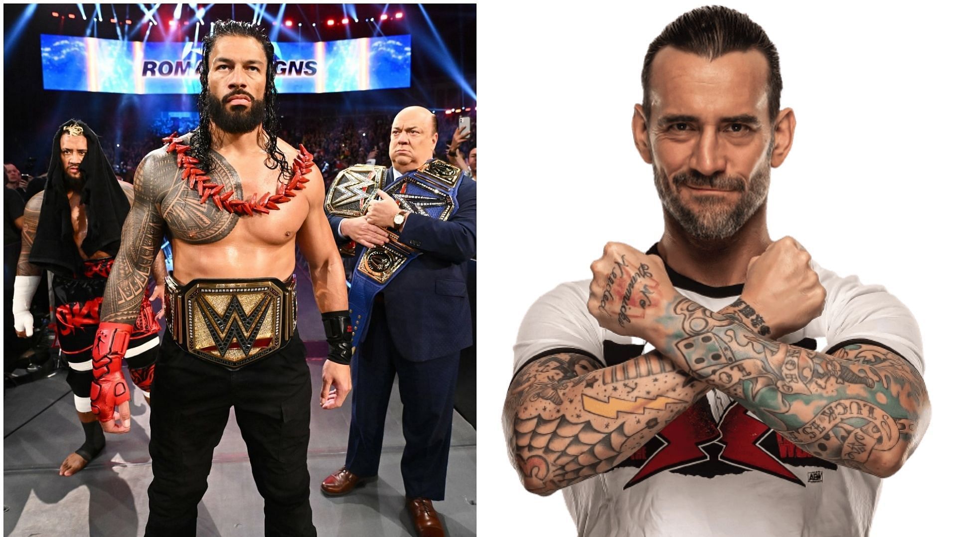 Roman Reigns (left); CM Punk (right)