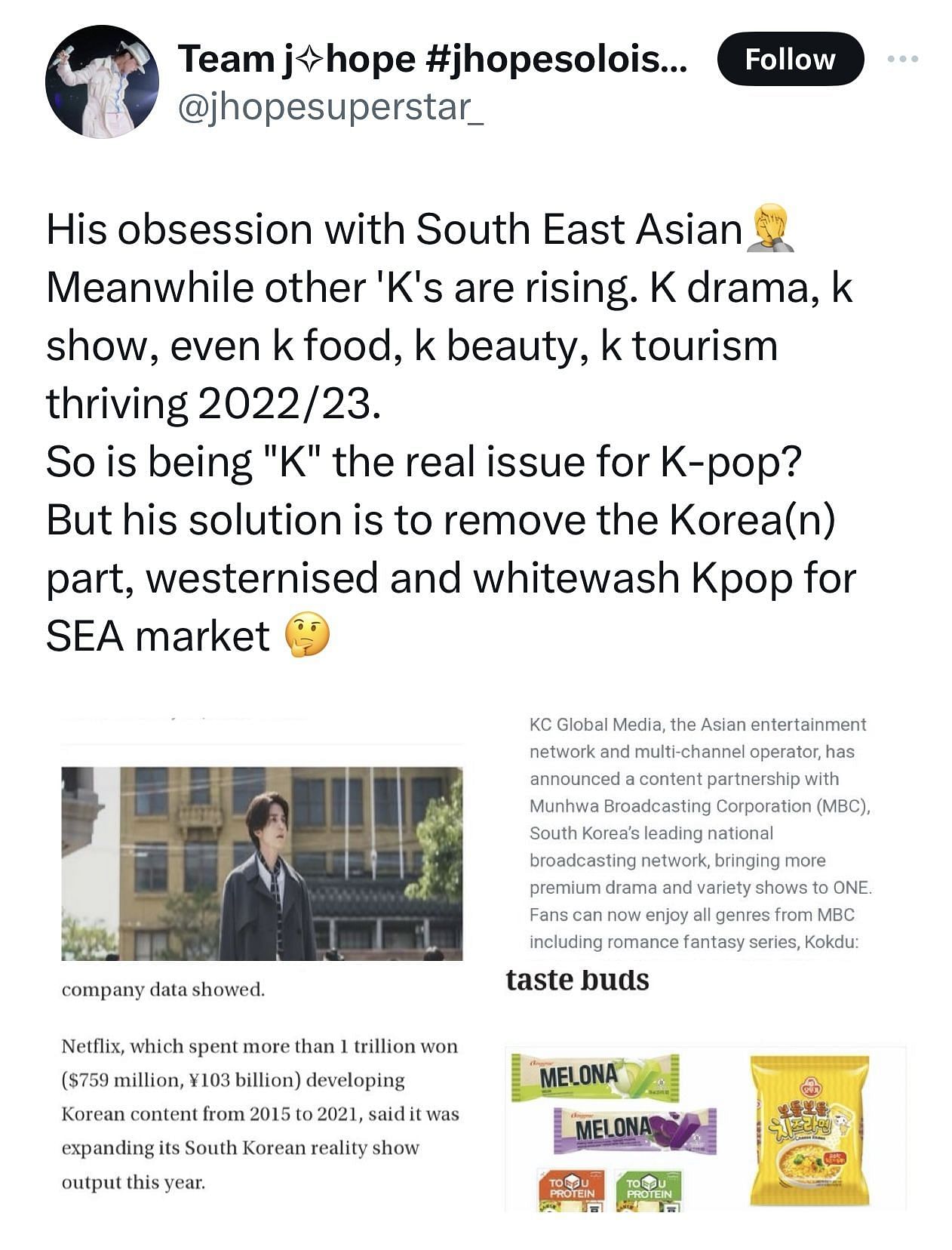 Fans react to Bang PD&rsquo;s statement about globalizing the K-pop market (image via X/ jhopesuperstar_)