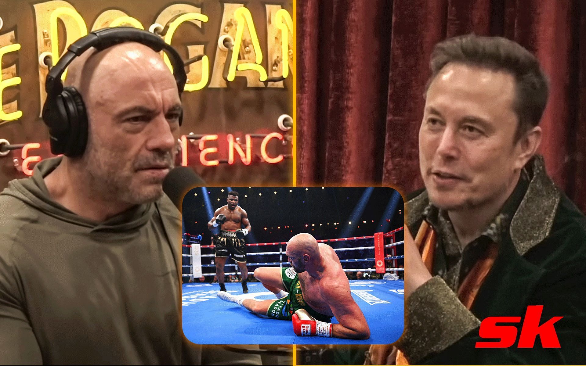 Joe Rogan and Elon Musk [Image credits: Getty Images and @PowerfulJRE on YouTube] 
