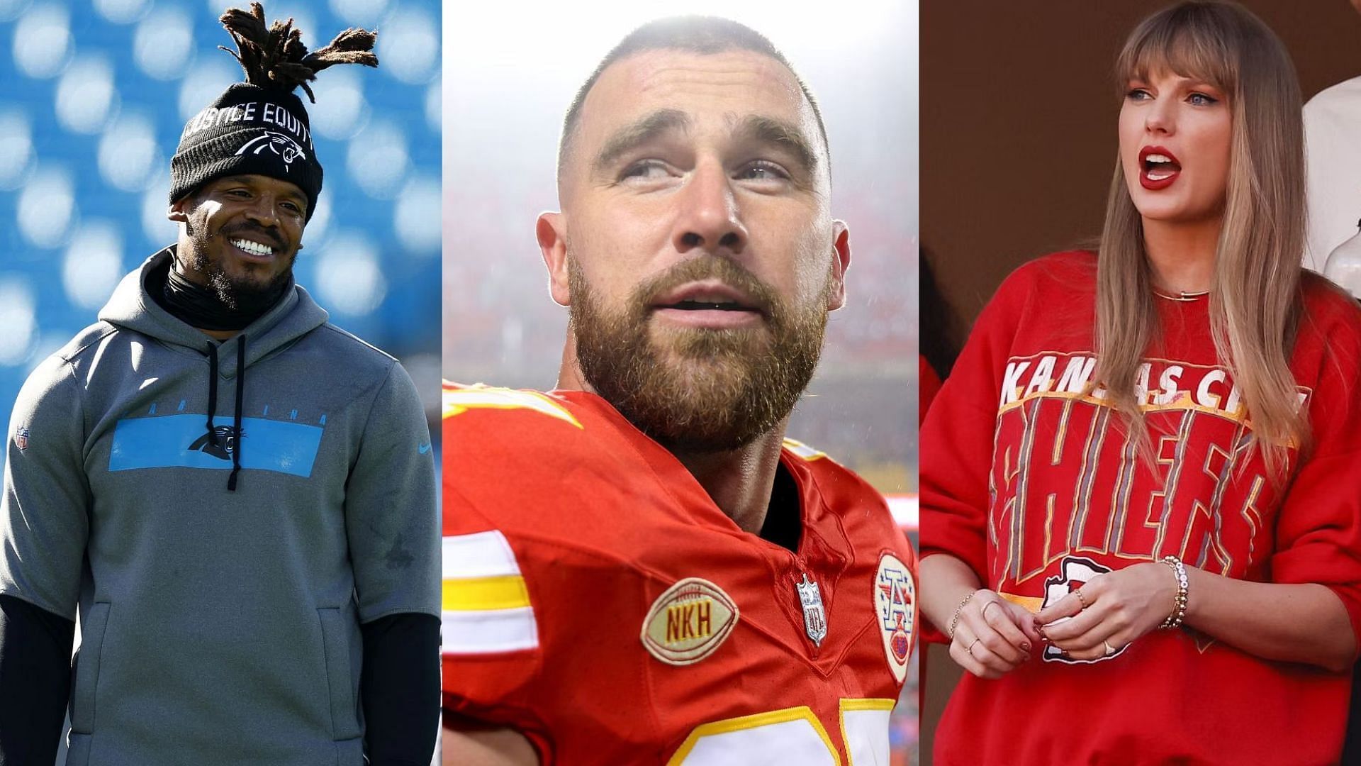 Cam Newton, Travis Kelce, and Taylor Swift