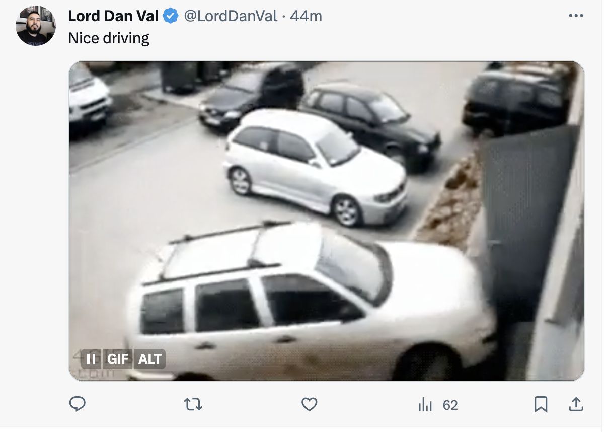 Social media users shared responses as Ruck rammed his car into the LA Pizzeria on October 31, 2023. (Image via X)