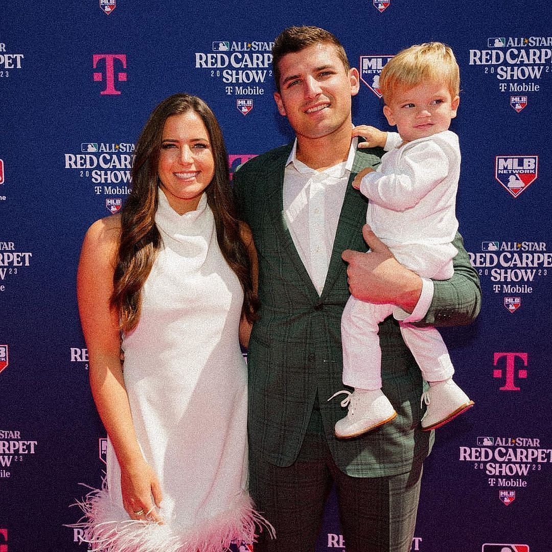 Austin Riley&#039;s wife and child. Source Instagram: @austin_riley27