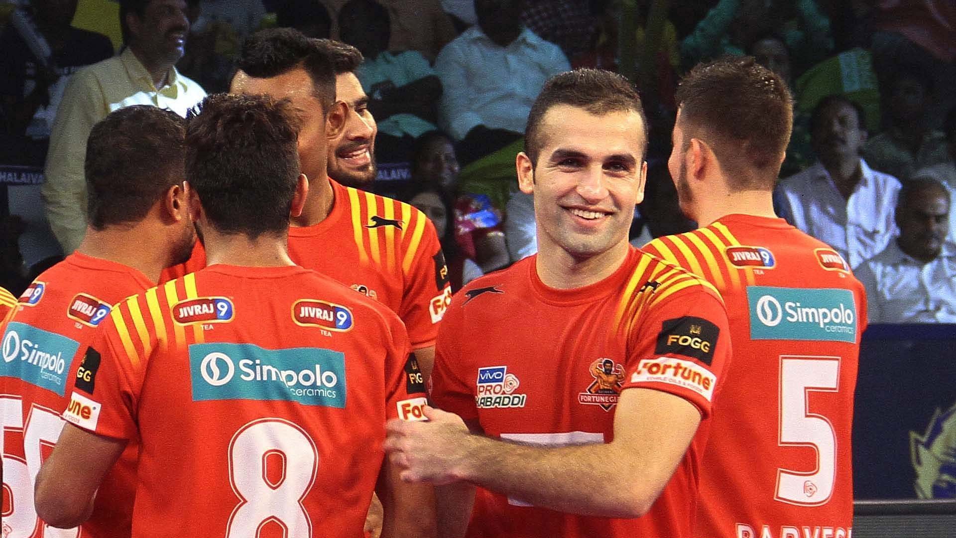 Fazel Atrachali in Gujarat Giants (Image via Pro Kabaddi League)