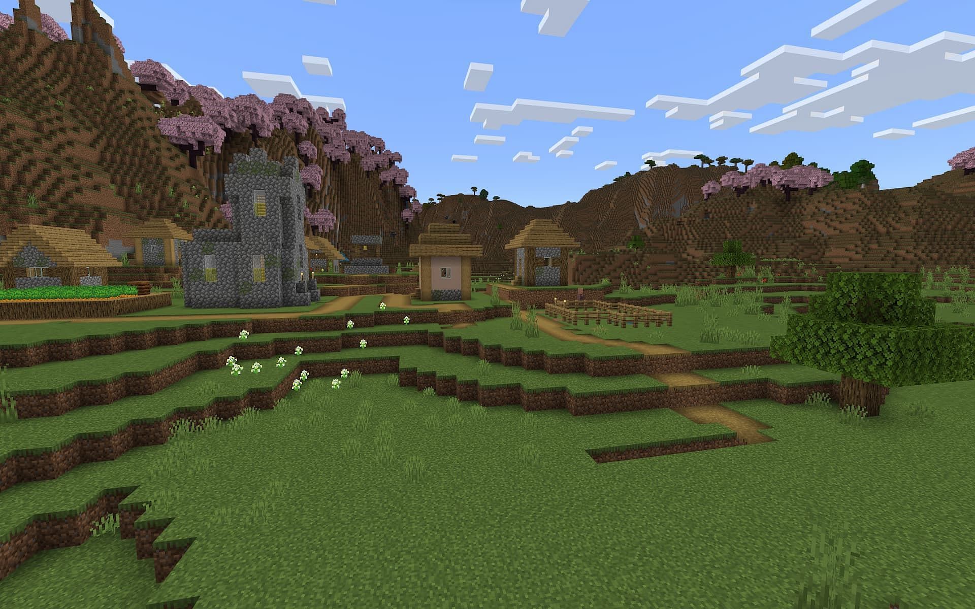 Players can find horses to ride in this breathtaking valley (Image via Mojang)