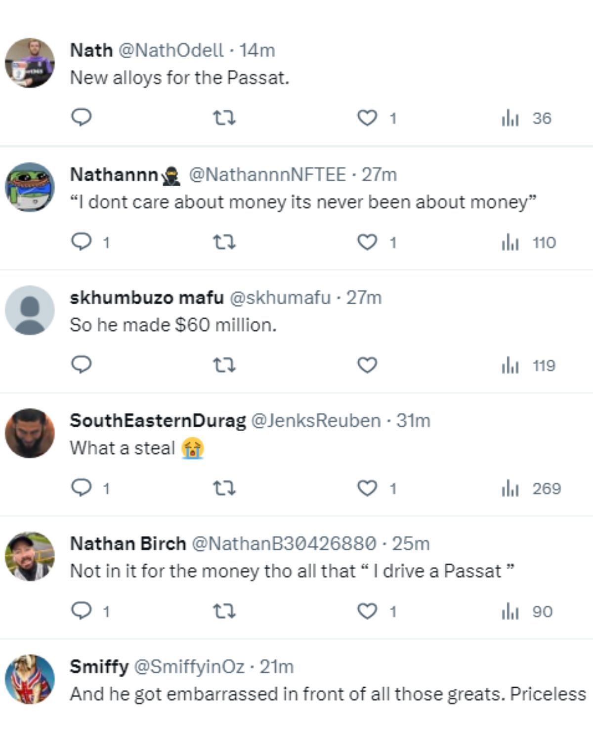 Fans comment on Tyson Fury&#039;s payout