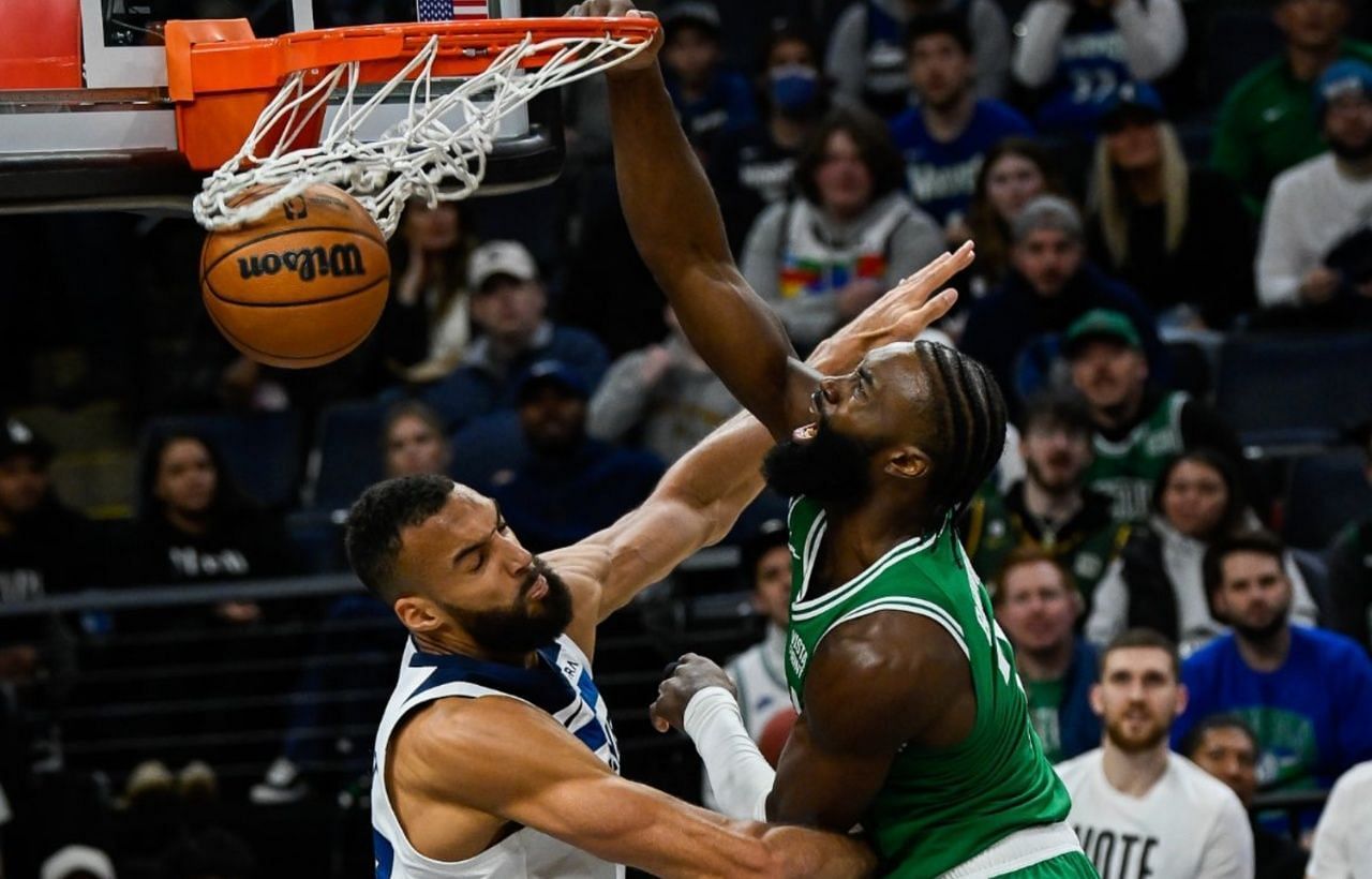 Jaylen Brown posterized Rudy Gobert on Monday night.